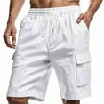 thumbnail image 1 of Puntoco Men's Workout Shorts Clearance Man Solid-Color Casual Sports Multiple Pockets Drawstring Shorts White XL(XL), 1 of 8