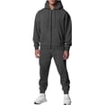 thumbnail image 1 of Puntoco Men's hoodie sweatsuit Full-Zip fleece track suits casual jogger set outdoor sportswear Dark Gray XXXL(XXXL), 1 of 8