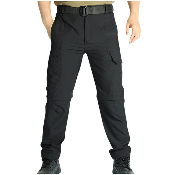 Puntoco Mens Beach Shorts,Men'S Detachable Multi-Purpose Elastic Waist Quick Drying Tactical Pants with Multiple Pockets Black 14(XXXL)