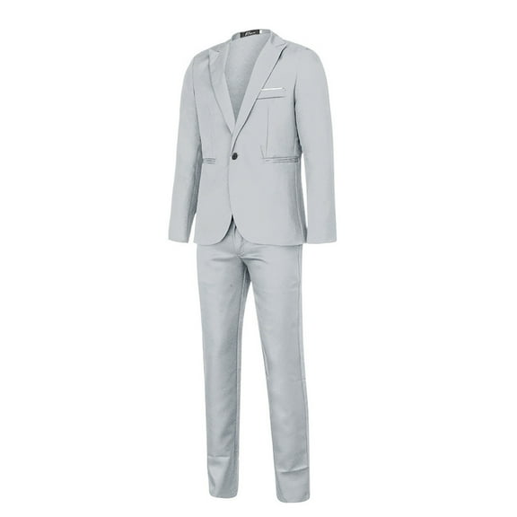Puntoco Mens Clothing Clearance,Men'S Suit Jacket   Suit Pants Two-Piece Suit Gray