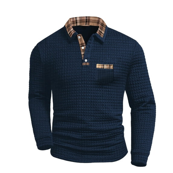 Puntoco Mens Hooded Sweatshirt Long Sleeve Solid Knitted Hoodie Pullover Sweater Winter Clothing for Men Navy XXL(XXL)