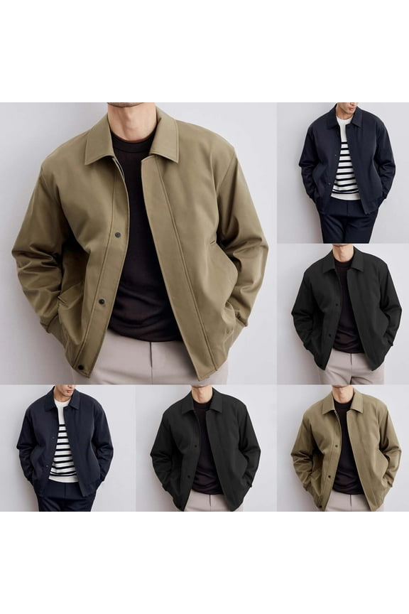 Mens Lightweight Jackets Button Down Casual Cotton Barn Jacket Vintage Fall Outwear with Pockets Coats for Men Navy 10(XL)