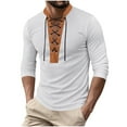 thumbnail image 1 of Puntoco Mens Medieval Pirate Shirt Steampunk Retro Renaissance Viking Long Sleeve Lace Up Halloween Tops Winter Clothing for Men White XXL(XXL), 1 of 7