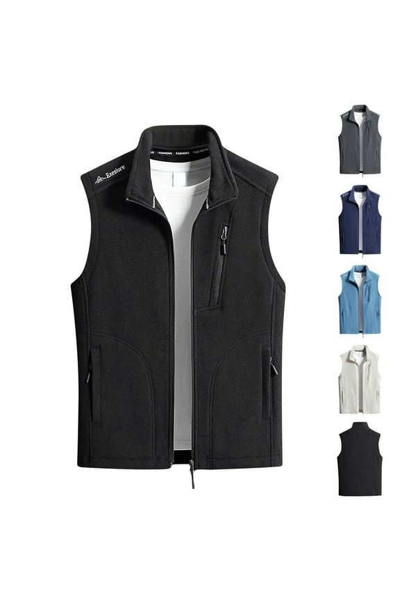 Mens Polar Fleece Lightweight Vest with Zipper Pockets Warm Men's Zip Up Vests Outerwear Winter Sleeveless Jacket White XL(XL)