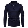 thumbnail image 1 of Puntoco Mens Polo Short/Long Sleeve Shirt Classic Button Basic Solid Color Designed Collared Polo Shirt Fashion Casual Shirts Navy 6(M), 1 of 8