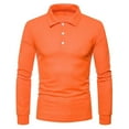 thumbnail image 1 of Puntoco Mens Polo Short/Long Sleeve Shirt Classic Button Basic Solid Color Designed Collared Polo Shirt Fashion Casual Shirts Orange 10(XL), 1 of 8