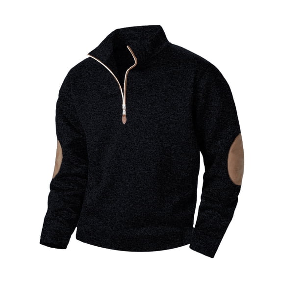 Puntoco Mens Quarter Zip Sweatshirt Long Sleeve Pullover 1/4 Zip Up Golf Shirt for Men Winter Fleece Lined thermal Sweater Winter Clothing for Men Black XL(XL)