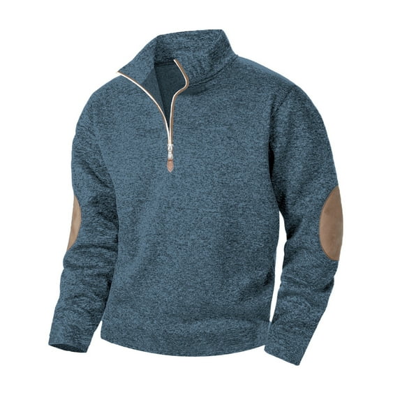 Puntoco Mens Quarter Zip Sweatshirt Long Sleeve Pullover 1/4 Zip Up Golf Shirt for Men Winter Fleece Lined thermal Sweater Winter Clothing for Men Blue XXXL(XXXL)