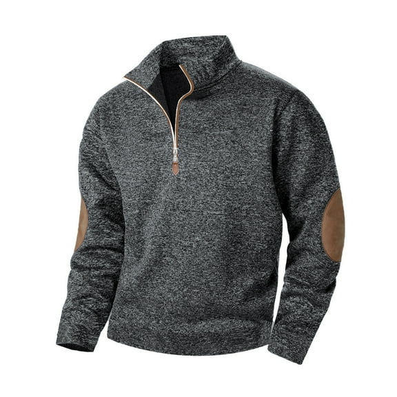 Puntoco Mens Quarter Zip Sweatshirt Long Sleeve Pullover 1/4 Zip Up Golf Shirt for Men Winter Fleece Lined thermal Sweater Winter Clothing for Men Dark Gray XL(XL)