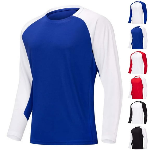 Puntoco Mens Raglan Long Sleeve T Shirt Vintage Color Block Baseball Casual Tee Top Muscle Gym Workout Athletic Shirt Coats for Men White XL(XL)
