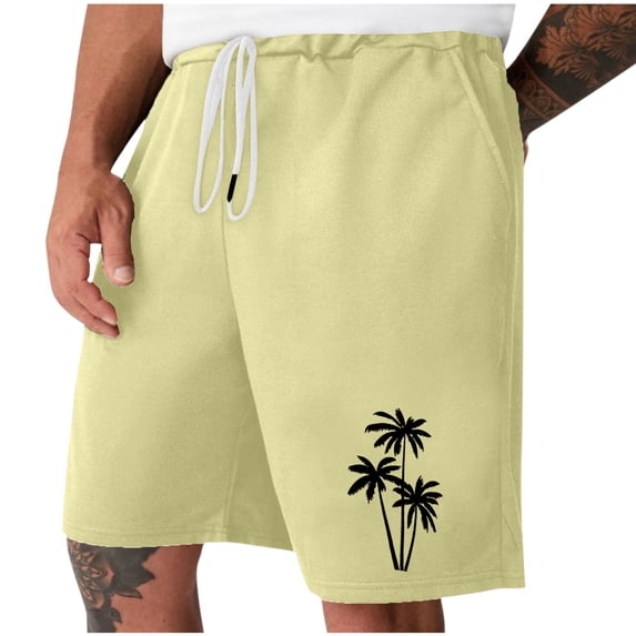 Puntoco Mens Stretch Cargo Shorts,Men'S Lace-Up Elastic Waist Pocket Exercise Fitness Home Half Shorts Pants Beige 6(L)