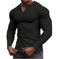 thumbnail image 1 of Puntoco Mens Sweater V-neck Knit Sweaters Casual Waffle Pullover Sweater for Men Black 14(XXXL), 1 of 5