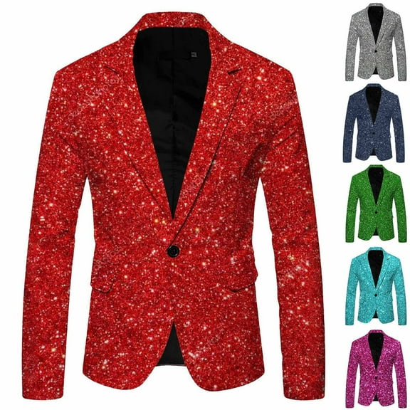 Puntoco Mens fine glitter Blazer Sports Coat Casual Slim Fit Checkered Blazer for Men Wedding Coats for Men Silver 10(XL)