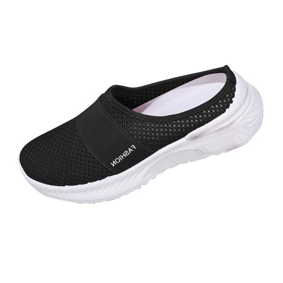 Puntoco Mules for Women Summer Slip On Closed Toe Shoes Breathable Lightweight Clogs Mesh Slippers Walking Shoes Backless Sneakers Black 9.5(43)