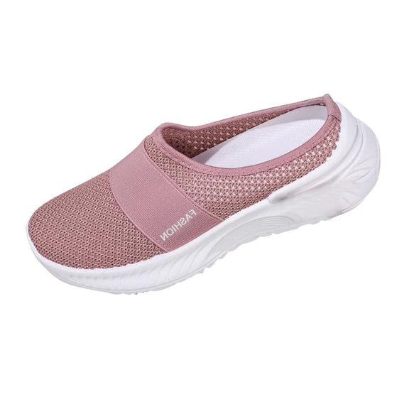 Puntoco Mules for Women Summer Slip On Closed Toe Shoes Breathable Lightweight Clogs Mesh Slippers Walking Shoes Backless Sneakers Pink 5.5(36)