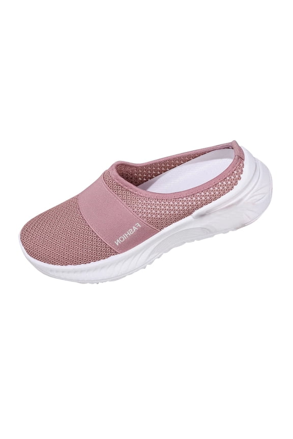 Mules for Women Summer Slip On Closed Toe Shoes Breathable Lightweight Clogs Mesh Slippers Walking Shoes Backless Sneakers Pink 5.5(36)
