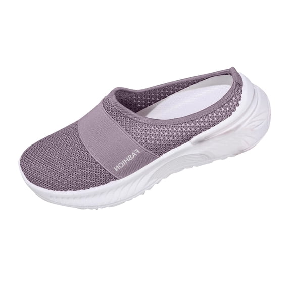 Puntoco Mules for Women Summer Slip On Closed Toe Shoes Breathable Lightweight Clogs Mesh Slippers Walking Shoes Backless Sneakers Purple 9.5(43)