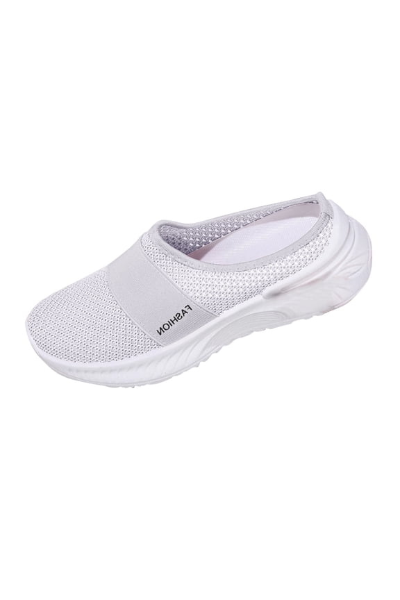 Mules for Women Summer Slip On Closed Toe Shoes Breathable Lightweight Clogs Mesh Slippers Walking Shoes Backless Sneakers White 5.5(36)