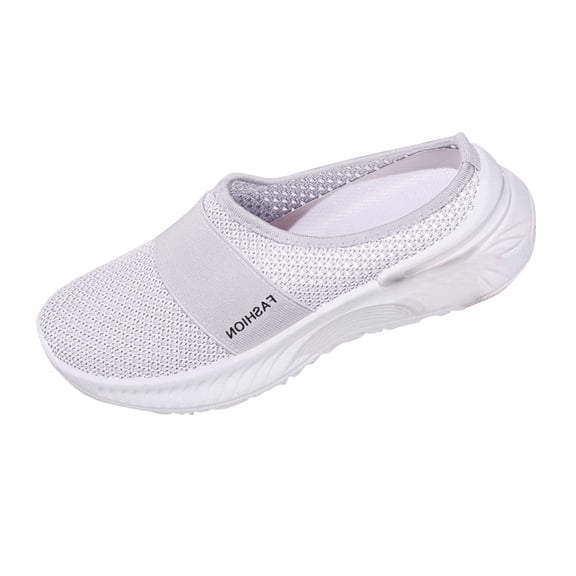 Puntoco Mules for Women Summer Slip On Closed Toe Shoes Breathable Lightweight Clogs Mesh Slippers Walking Shoes Backless Sneakers White 7(39)