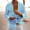 thumbnail image 1 of Puntoco Oversized Button Down Long Sleeve Shirts for Men Solid Color Casual Boyfriend Shirt Boluse Tops Sky Blue 12(XXL), 1 of 5