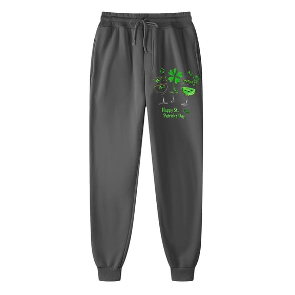 Puntoco Pants for women Men's and Women's St. Patrick Print Casual Pants Sanitary Pants Solid Color Running and Fitness Sports Pants Gray 6(M)