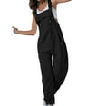 thumbnail image 1 of Puntoco Pants for women Women's Casual Loose Overalls Jumpsuits One Piece Sleeveless Wide Leg Long Pant Rompers with Pockets Black S(S), 1 of 7