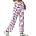 thumbnail image 1 of Puntoco Pants for women Women's able Checkered Straight Leg Casual Pants with Wide Legs Purple 4(S), 1 of 7