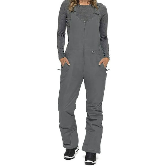Puntoco Pants for women Womens Ski Snow Bibs Pants Insulated Water Resistant Overalls Snowboarding Winter Waterproof Pants Women Gray L(L)