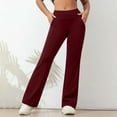 thumbnail image 1 of Puntoco Pants for women Yoga Pants Women Wide Leg Pants with Pockets High Waist Stretch Dress Casual Sweatpants Petite Wine XL(XL), 1 of 9