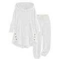 thumbnail image 1 of Puntoco Pants for women and Winter Plush and Plush Warm Hoodie 2-piece Set Solid Color Set Long Sleeve Hoodie Set White 10(XL), 1 of 6