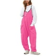 thumbnail image 1 of Puntoco Pants for women Women's able Solid Color Casual Loose Fitting Jumpsuit Long Sleeved V-neck Jumpsuit Casual Pajama Pocket Jumpsuit Hot Pink 10(XL), 1 of 9