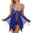 thumbnail image 1 of Puntoco Plus Size Clearance women dress Lingerie for Women Front Closure Babydoll Lace V-Neck Mesh Sleepwear Lingerie Blue 8(L), 1 of 8