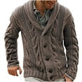 thumbnail image 1 of Puntoco Plus Size Coat Clearance Men Solid Cardigan Long Sleeve Single-breasted Turndown Sweater Brown 6(M), 1 of 3