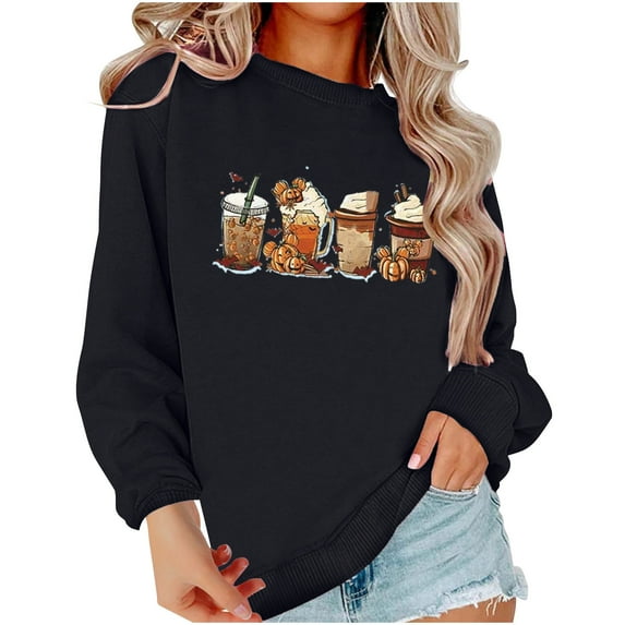 Puntoco Plus Size Long Sleeve Women's Deep Round- Neck Solid Button Long Sleeve Blouse Shirt Top Black 12(XXL)