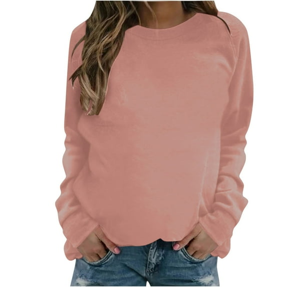 Puntoco Plus Size Long Sleeve Women's Long Sleeve Ladies Sweatshirt Tops Blouse Rose Gold 12(XXL)