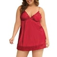thumbnail image 1 of Puntoco Plus Size Nightdress Clearance,Plus Size Lace Sleepwear Lingerie Temptation Babydoll Underwear Nightdress Red XXL, 1 of 1