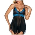 thumbnail image 1 of Puntoco Plus Size Nightdress Clearance,Women Lingerie Lace V-Neck Camis Bowknot Mesh Temptation Babydoll Underwear Sleepwear Nightdress Blue L(L), 1 of 8