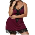thumbnail image 1 of Puntoco Plus Size Nightdress Clearance,Women Plue Size Lace Underwear Suspender Skirt Nightdress Wine XXXXL, 1 of 5