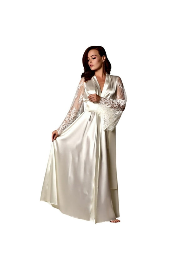 Plus Size Nightdress Clearance,Women Satin Long Nightdress Silk Lace Lingerie Nightgown Sleepwear Robe White XL(XL)