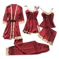 thumbnail image 1 of Puntoco Plus Size Nightdress Clearance,Women's Lingerie Silk Lace Robe Dress Nightdress Nightgown Sleepwear Wine XL(XL), 1 of 3