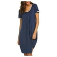 thumbnail image 1 of Puntoco Plus Size Nightdress Clearance,Women's Solid Pleated Round Neck Patchwork Nightdress Dress Gray L(L), 1 of 5