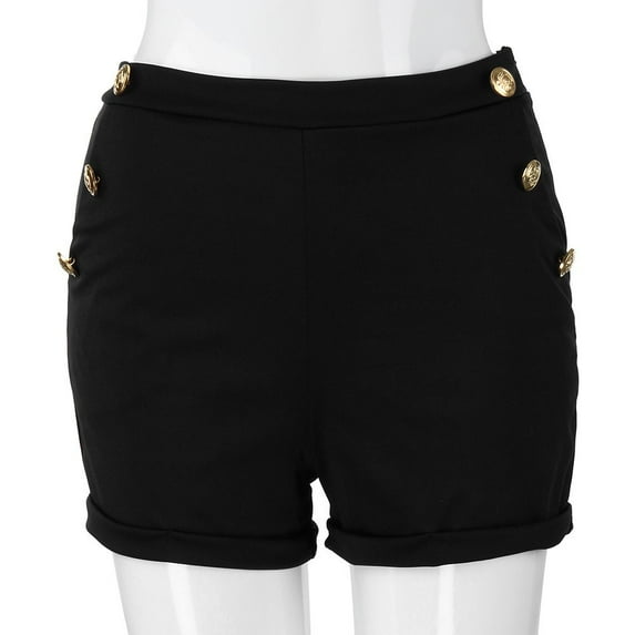 Puntoco Plus Size Pants Clearance,Women Casual Zipper Elastic Band Hot Pants Lady Summer Shorts Trouser Black XXXL