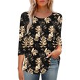 thumbnail image 1 of Puntoco Plus Size Tops 3/4 Length Sleeve Womens Tops Casual Loose Fit Crewneck T Shirts Cute Solid Three Quarter Length Tunic Tops Multicolor XL(XL), 1 of 9