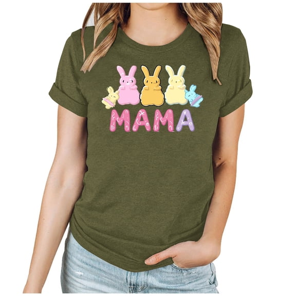 Puntoco Plus Size Tops Easter Shirt for Women Happy Easter Egg Tee Cute Bunny Graphic Funny Letter Print Casual Short Sleeves Tee Tops Green L(L)