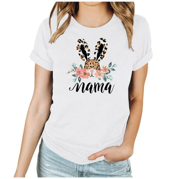 Puntoco Plus Size Tops Easter Shirt for Women Happy Easter Egg Tee Cute Bunny Graphic Funny Letter Print Casual Short Sleeves Tee Tops White XL(XL)