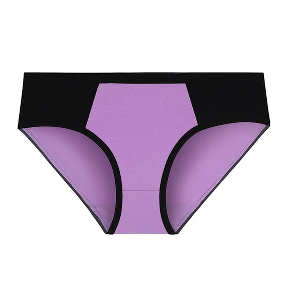 Puntoco Plus Size Underwear Clearance Women Solid Color Patchwork Briefs Panties Underwear Knickers Bikini Underpants Purple 8(XL)