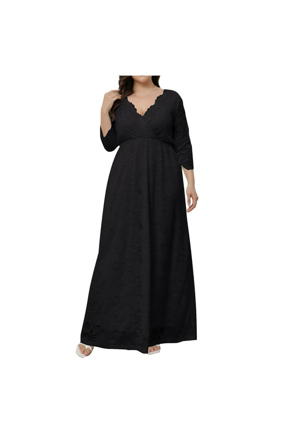Plus Size Women's Clothing Plus Size Dresses Evening Dresses Long Dresses Black XXXXL