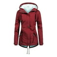 thumbnail image 1 of Puntoco Plus Size Women's Winter Solid Color Thickened Plush Cotton Coat Cotton Jacket Warm Plush Coat Wine 8(L), 1 of 6