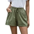 thumbnail image 1 of Puntoco Plus Size Womens Pants Clearance,Women's Loose Wide Leg Pants High Waist Straight Pants Cotton Linen Shorts Green 10(XL), 1 of 6