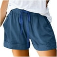 thumbnail image 1 of Puntoco Plus Size pants Clearance Womens Plus Size Comfy Drawstring Elastic Waist Pocket Loose Shorts Pants Blue 4(S), 1 of 6